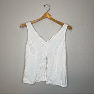 A New Day Linen Blend Front Tie Sleeveless Top